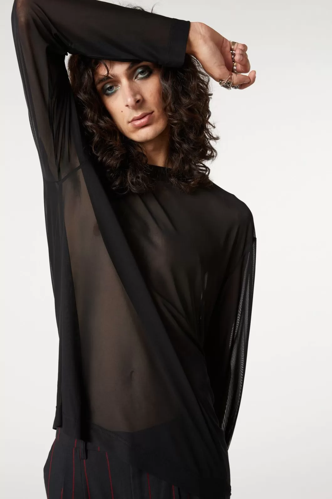 Blouses & Tops<Dangerfield Sheer Basic Long Sleeve Top