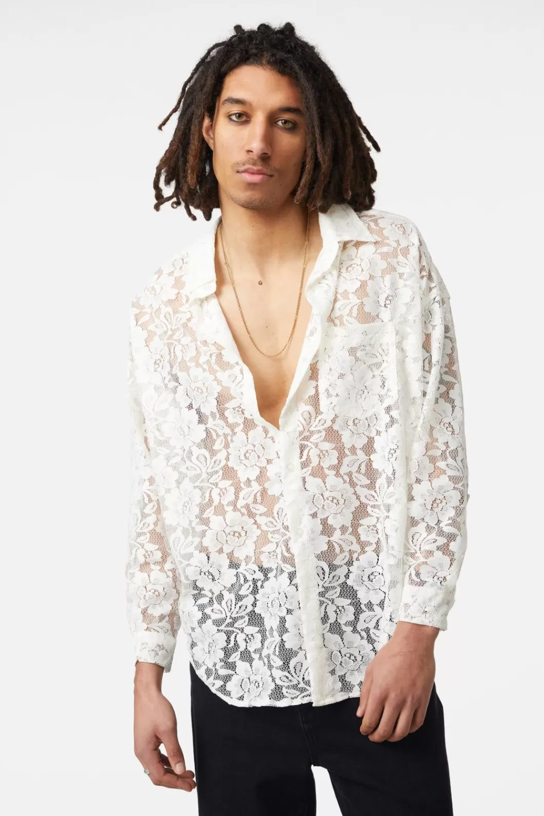 Shirts & Tees<Dangerfield Sheer Lace Long Sleeve Shirt