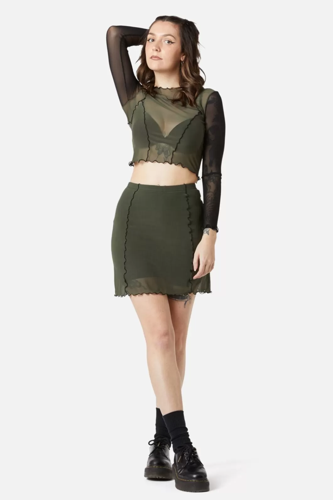 Skirts & Skorts<Dangerfield Sheer Mesh Jersey Skort