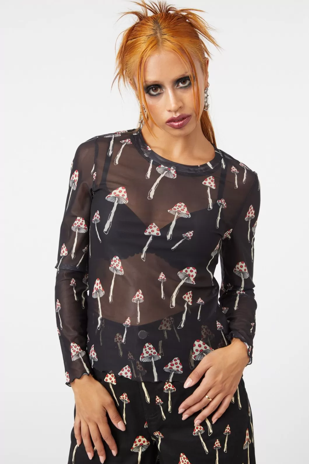 Blouses & Tops<Dangerfield Shroom Mesh Printed Top