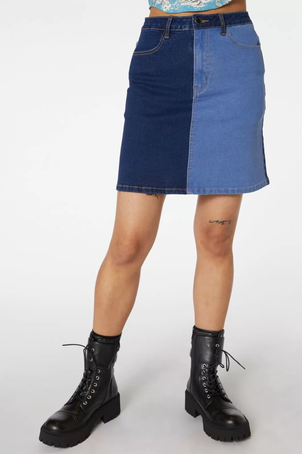 Skirts & Skorts<Dangerfield Split Wash Denim Mini Skirt