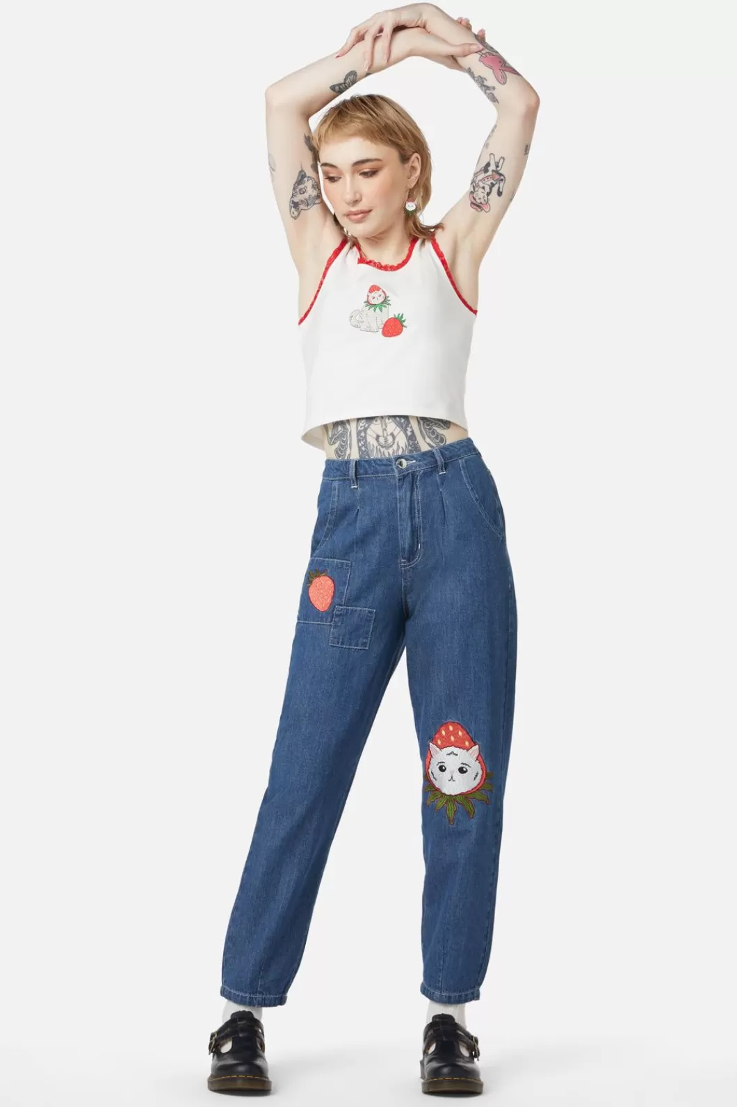 Pants & Jumpsuits<Dangerfield Strawberry Patch Peg Leg Jeans