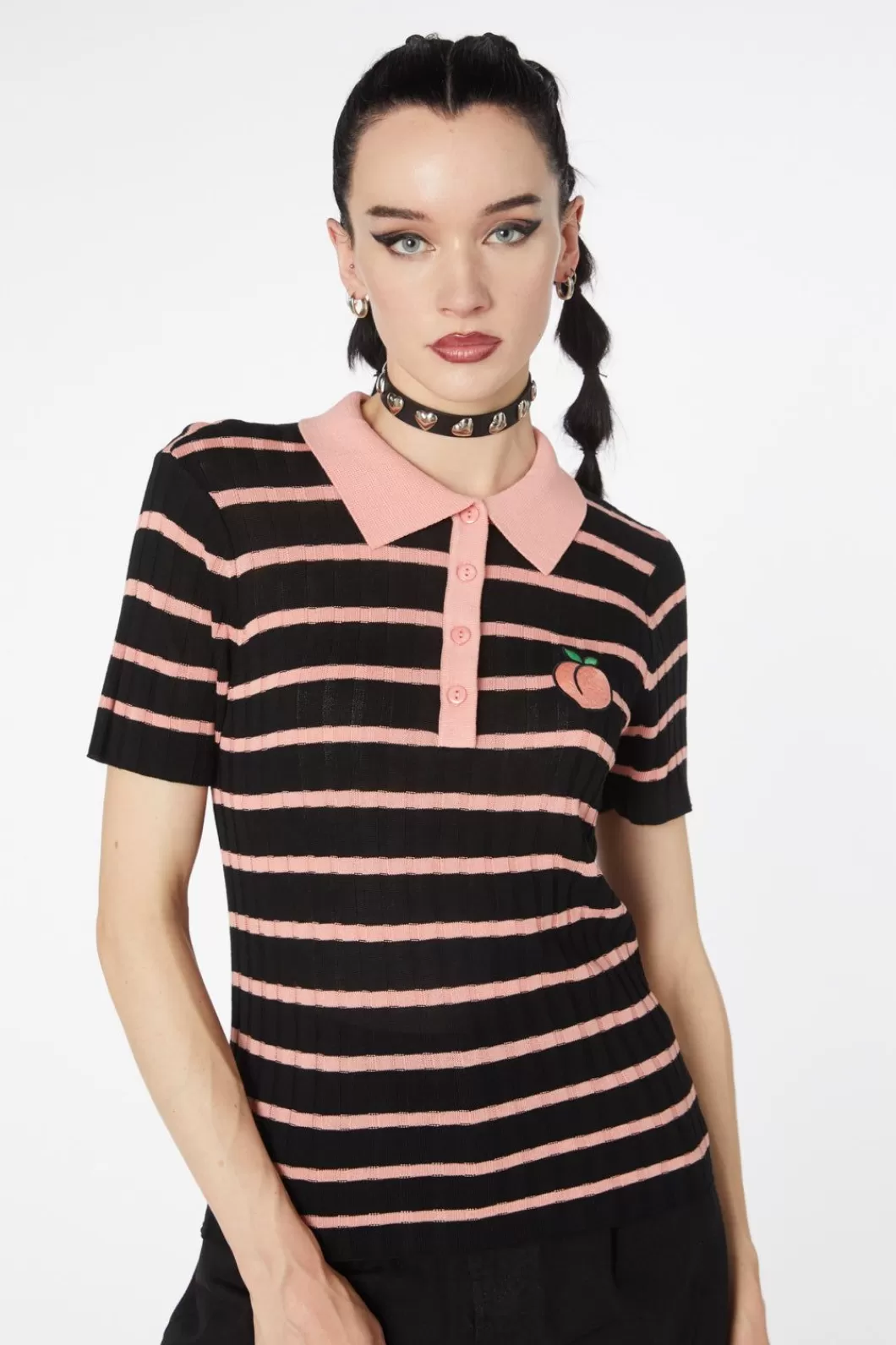 Knitwear & Cardis<Dangerfield Stripey Peach Collar Knit