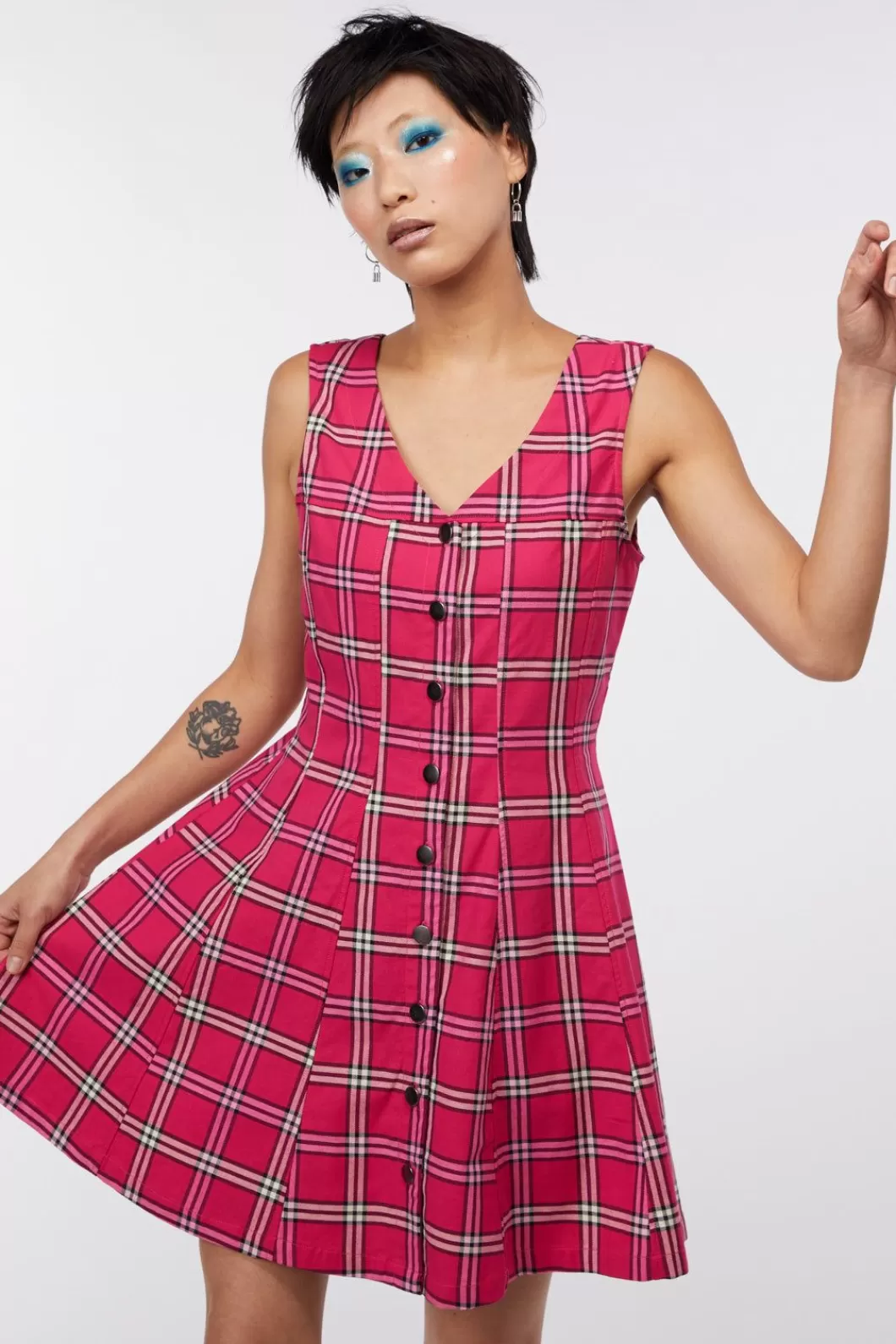 Dresses & Pinafores<Dangerfield Tartan Button Up Pinafore