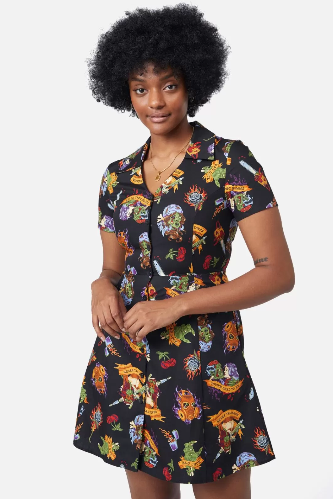 Dresses & Pinafores<Dangerfield Tattoo Zombie Shirt Dress