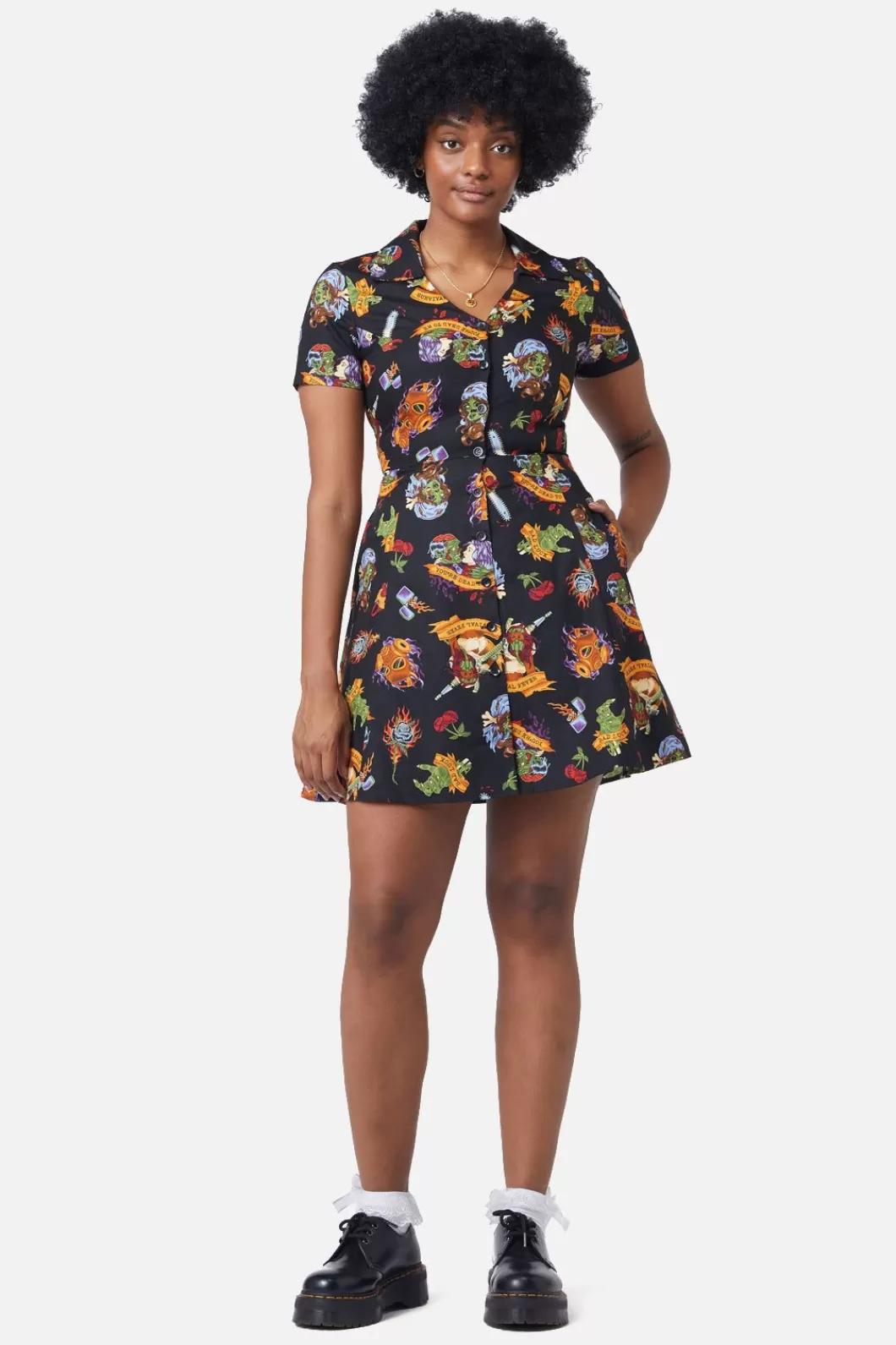 Dresses & Pinafores<Dangerfield Tattoo Zombie Shirt Dress