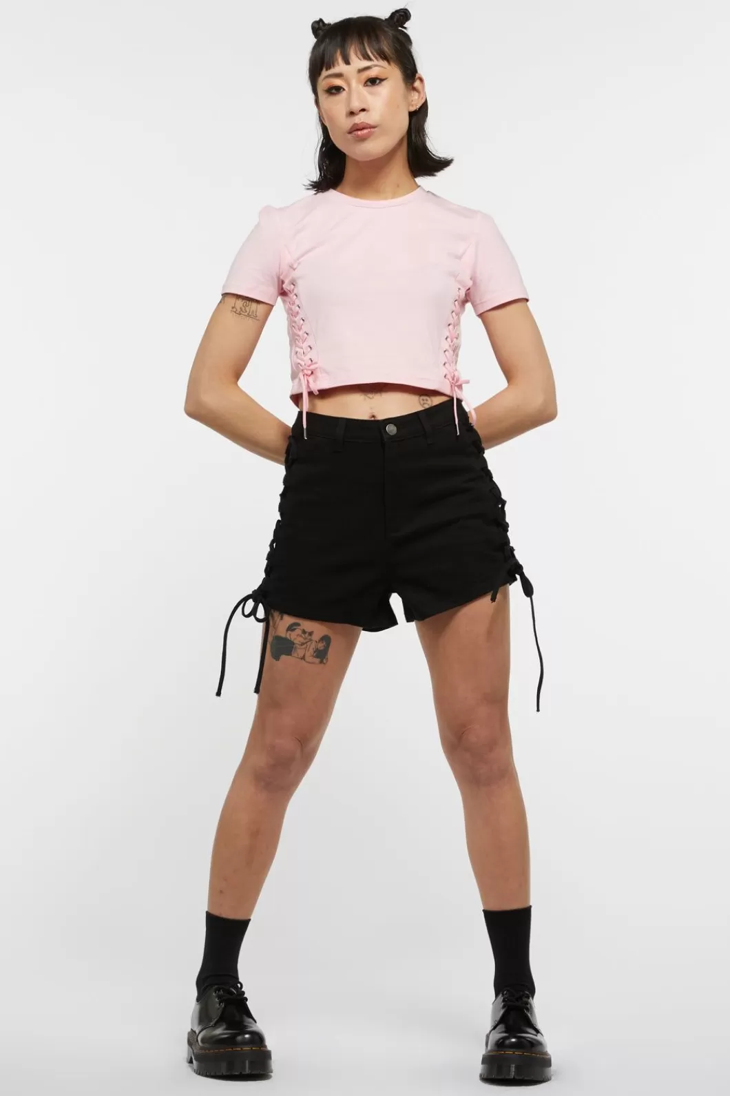 Skirts & Skorts<Dangerfield Tie Up Sides Denim Shorts