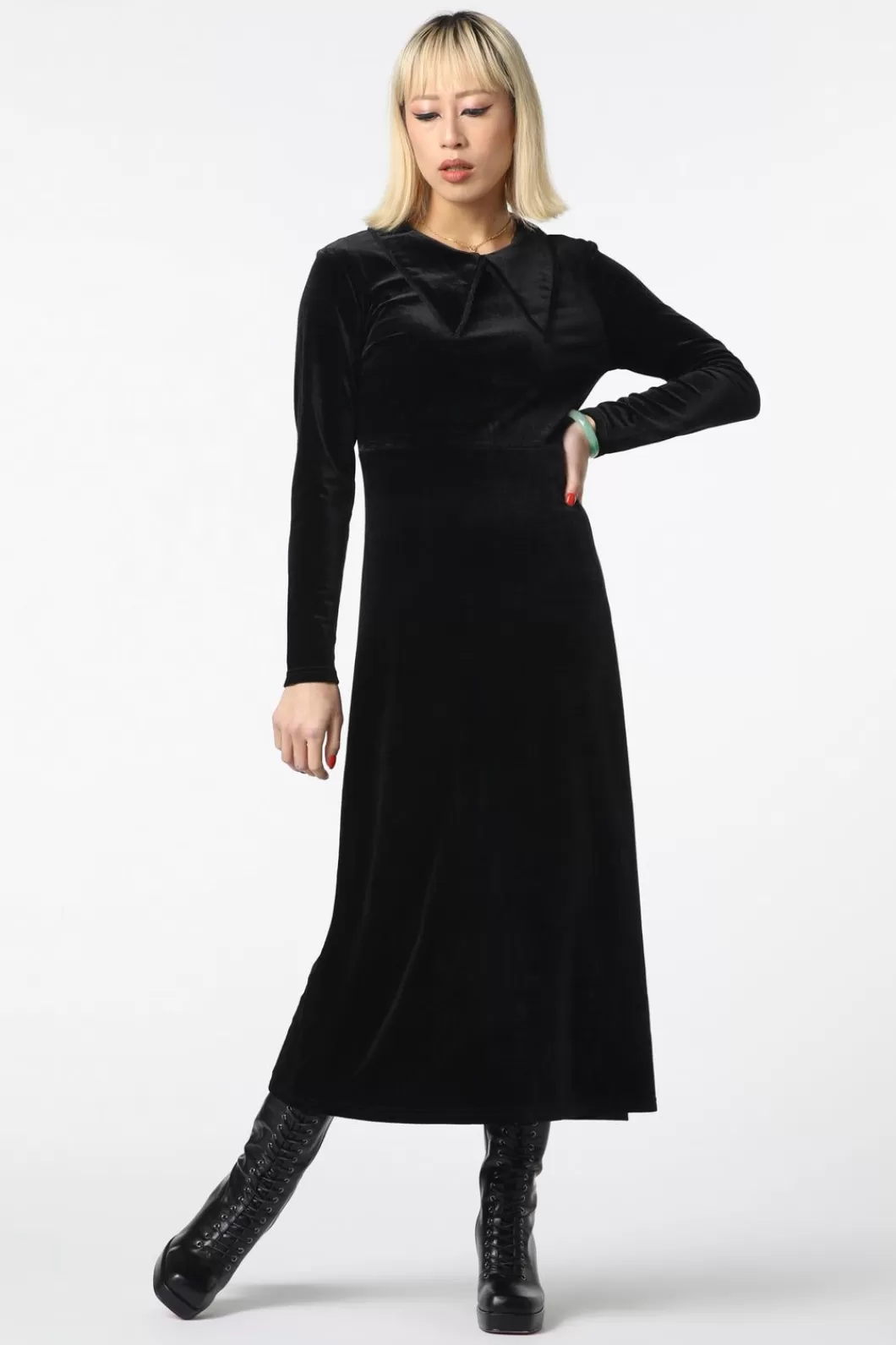 Dresses & Pinafores<Black Friday Velour Goth Maxi Dress