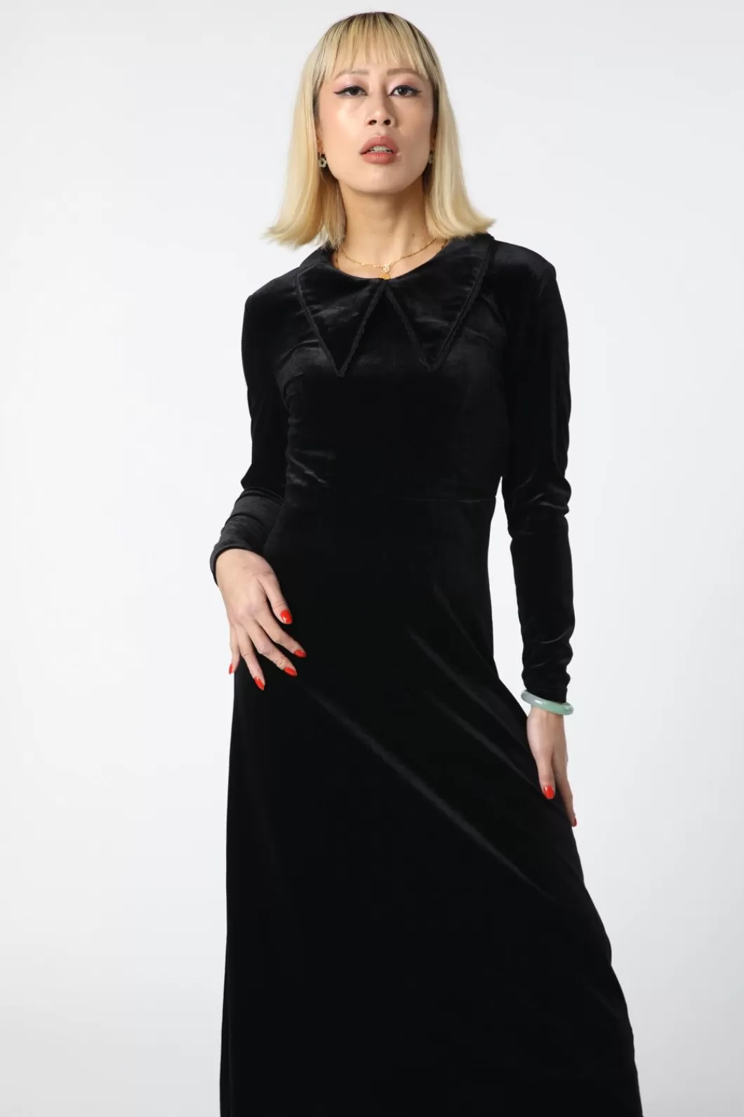 Dresses & Pinafores<Black Friday Velour Goth Maxi Dress