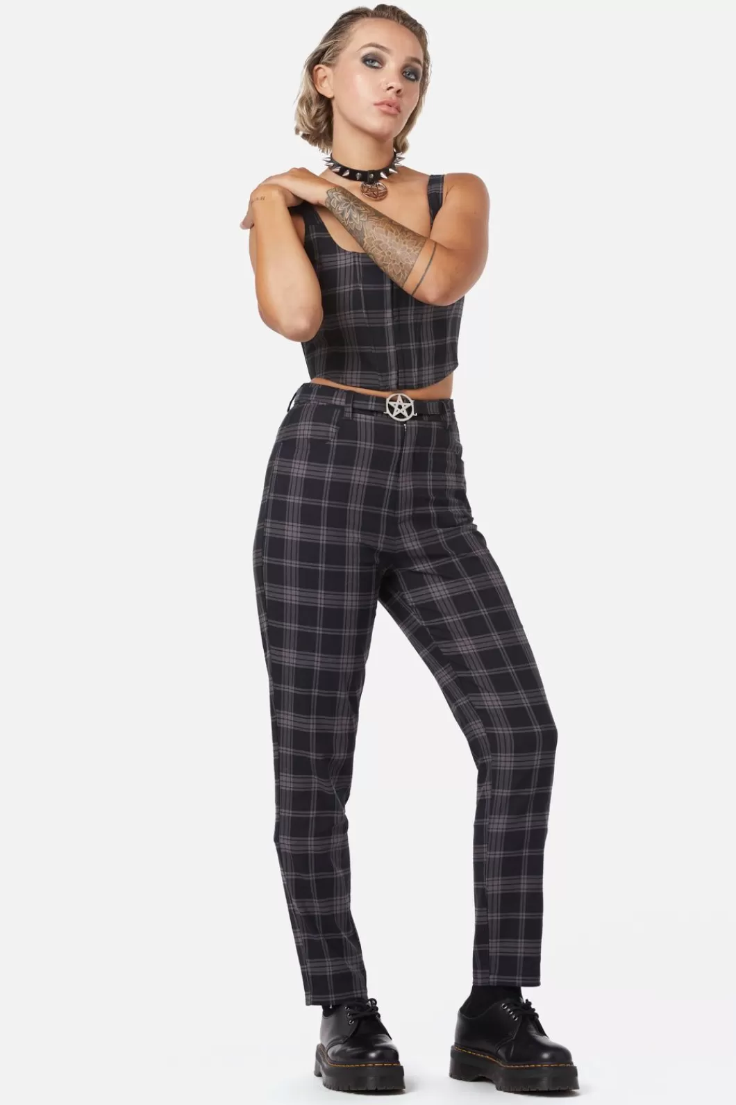 Pants & Jumpsuits<Dangerfield Victoria Tartan Fitted Pants