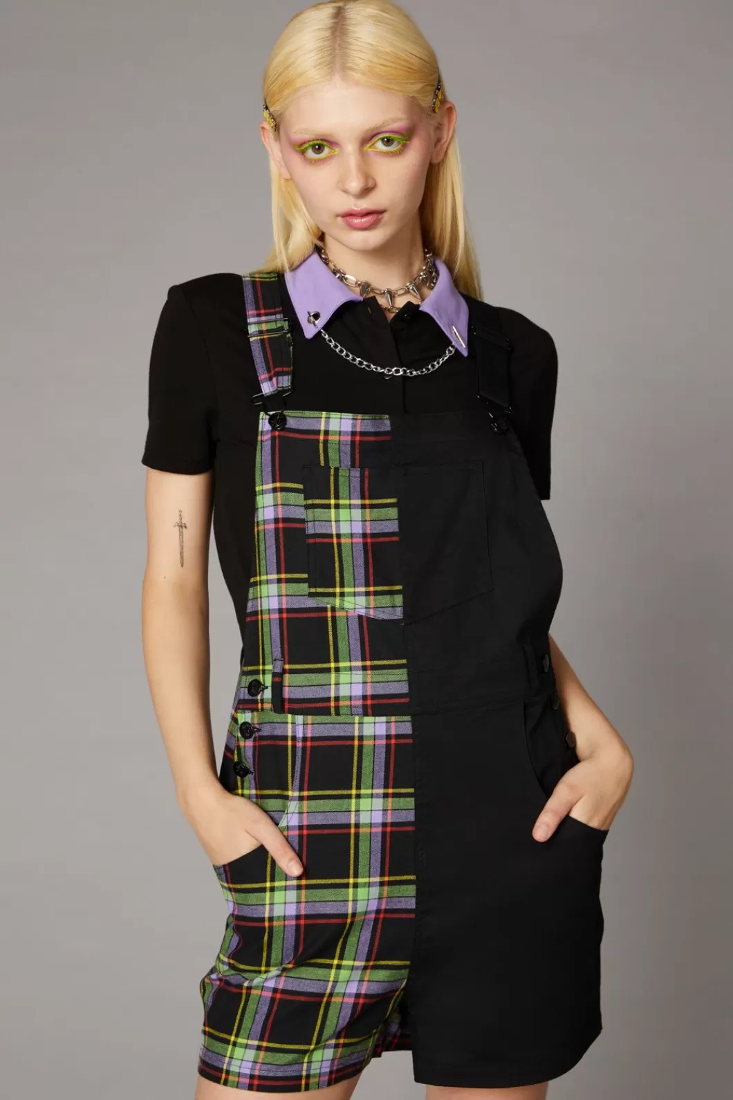 Dresses & Pinafores<Black Friday Vivid Tartan Goth Overall