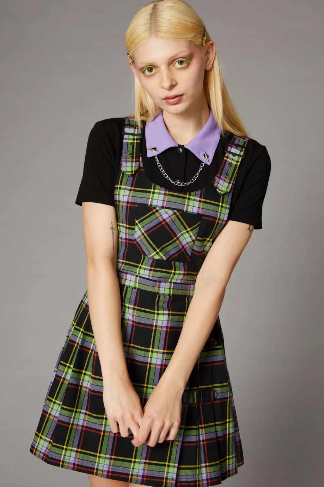 Dresses & Pinafores<Black Friday Vivid Tartan Goth Pinafore