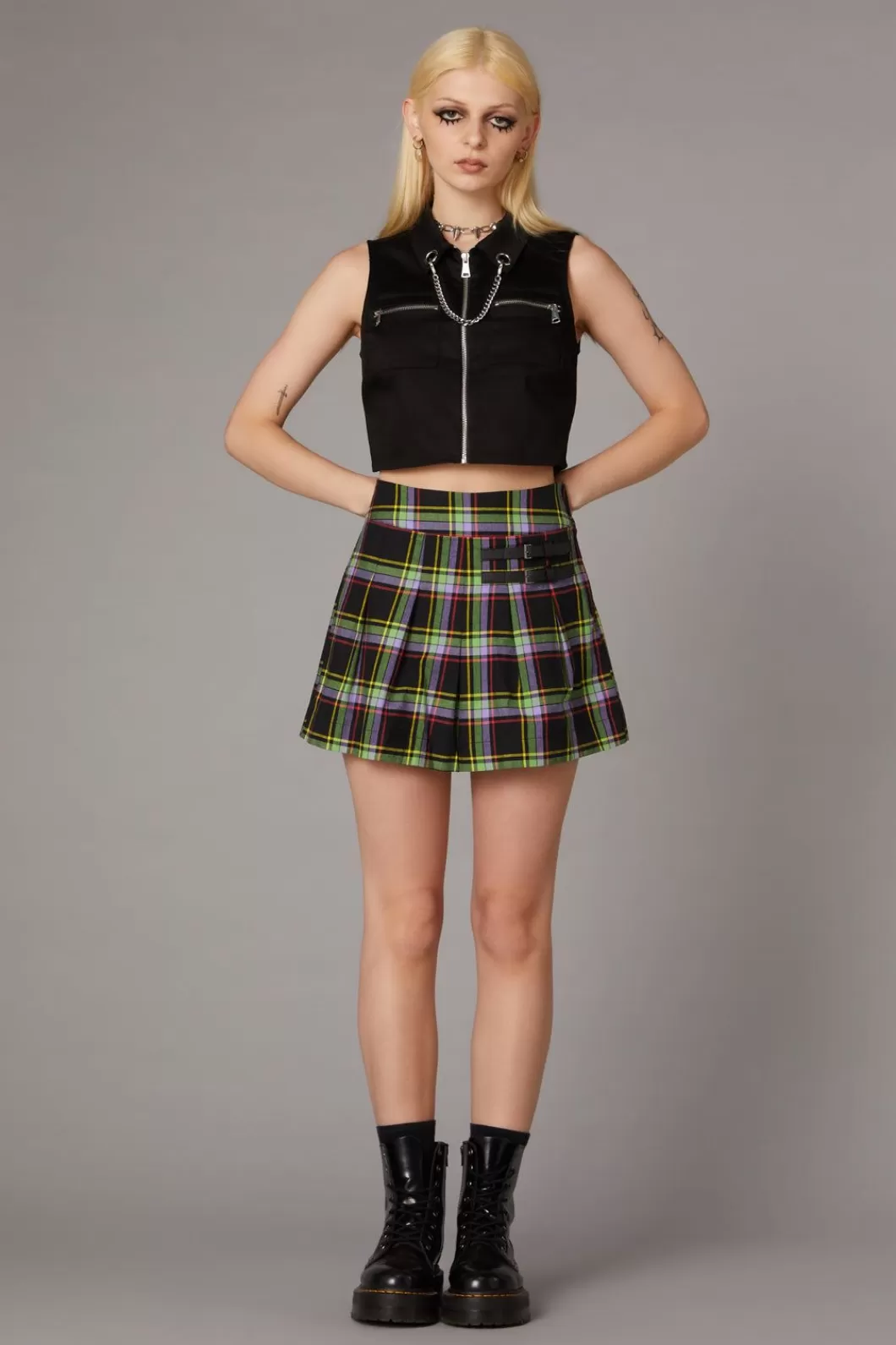 Skirts & Skorts<Black Friday Vivid Tartan Goth Skort